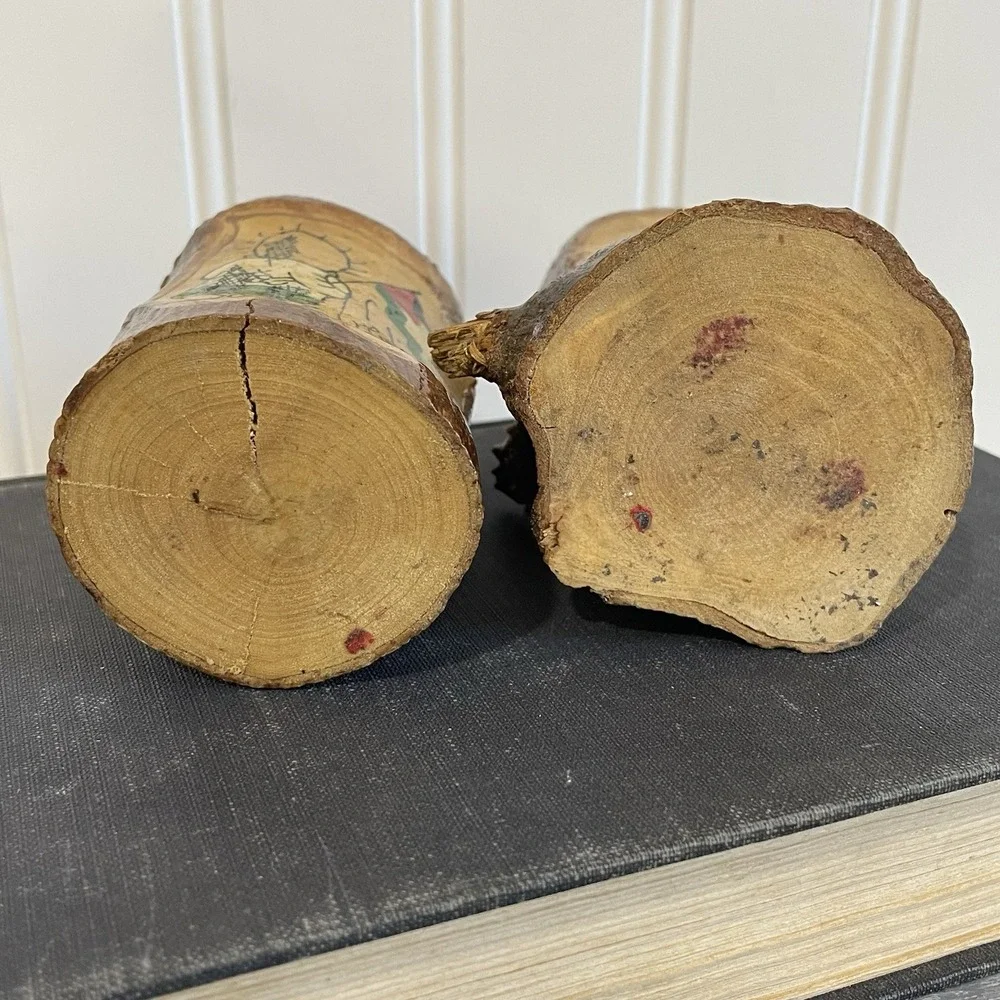 2 Small Wooden Masterpiece Palestinian Flag handmade painted candle holder‎